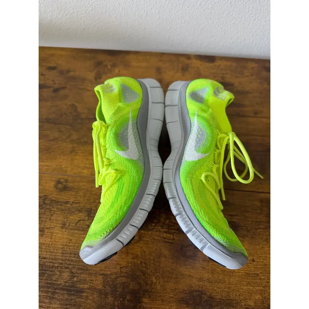 Men’s Nike Free Flyknit+ Volt/Electric Green/Wolf Grey Size 9.5 615805-713 EUC